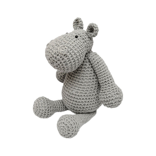 Gray Hippo Handmade Amigurumi Stuffed Toy Knit Crochet Doll VAC