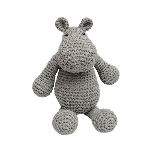 Gray Hippo Handmade Amigurumi Stuffed Toy Knit Crochet Doll VAC