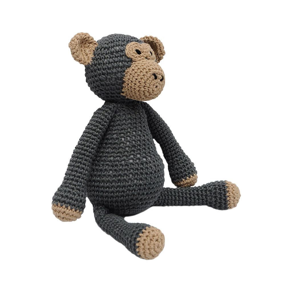 Brown-Black Monkey Handmade Amigurumi Stuffed Toy Knit Crochet Doll VAC