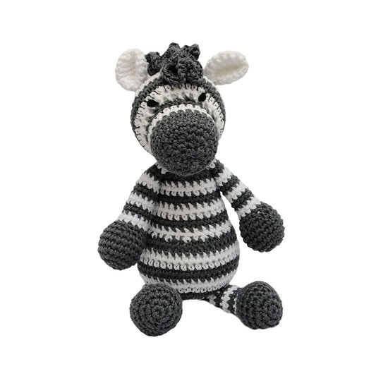 White-Dark grey Zebra Handmade Amigurumi Stuffed Toy Knit Crochet Doll VAC
