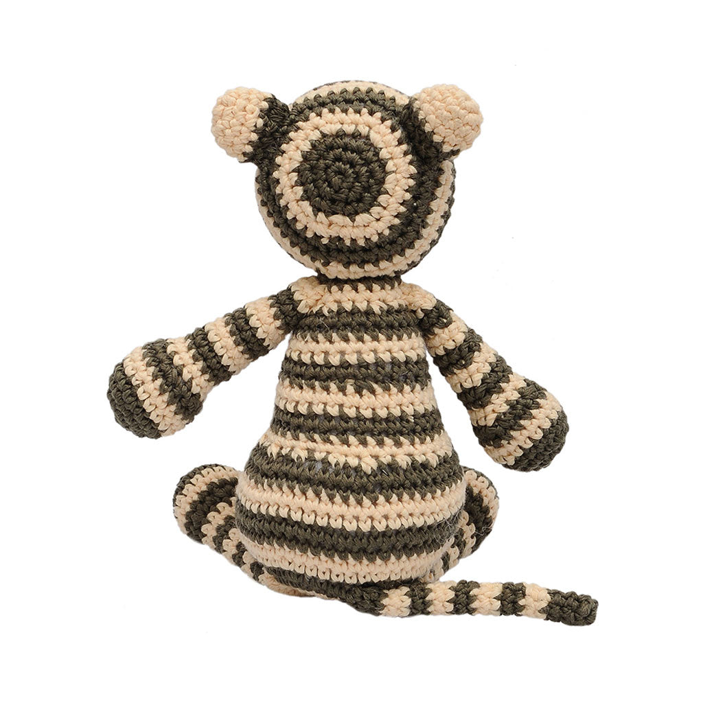 Cream-Gray Tiger Handmade Amigurumi Stuffed Toy Knit Crochet Doll VAC