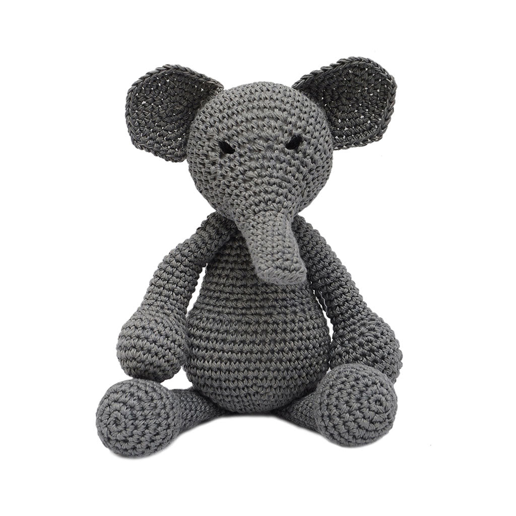 Gray Elephant Handmade Amigurumi Stuffed Toy Knit Crochet Doll VAC