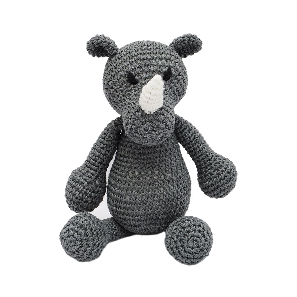 Gray Rhino Handmade Amigurumi Stuffed Toy Knit Crochet Doll VAC