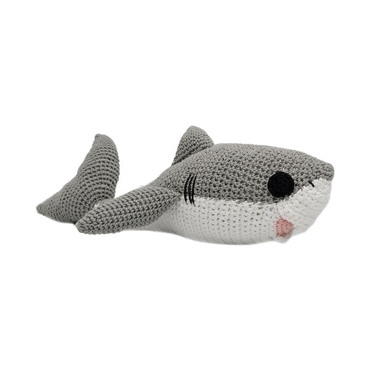 White-Gray Shark Handmade Amigurumi Stuffed Toy Knit Crochet Doll VAC