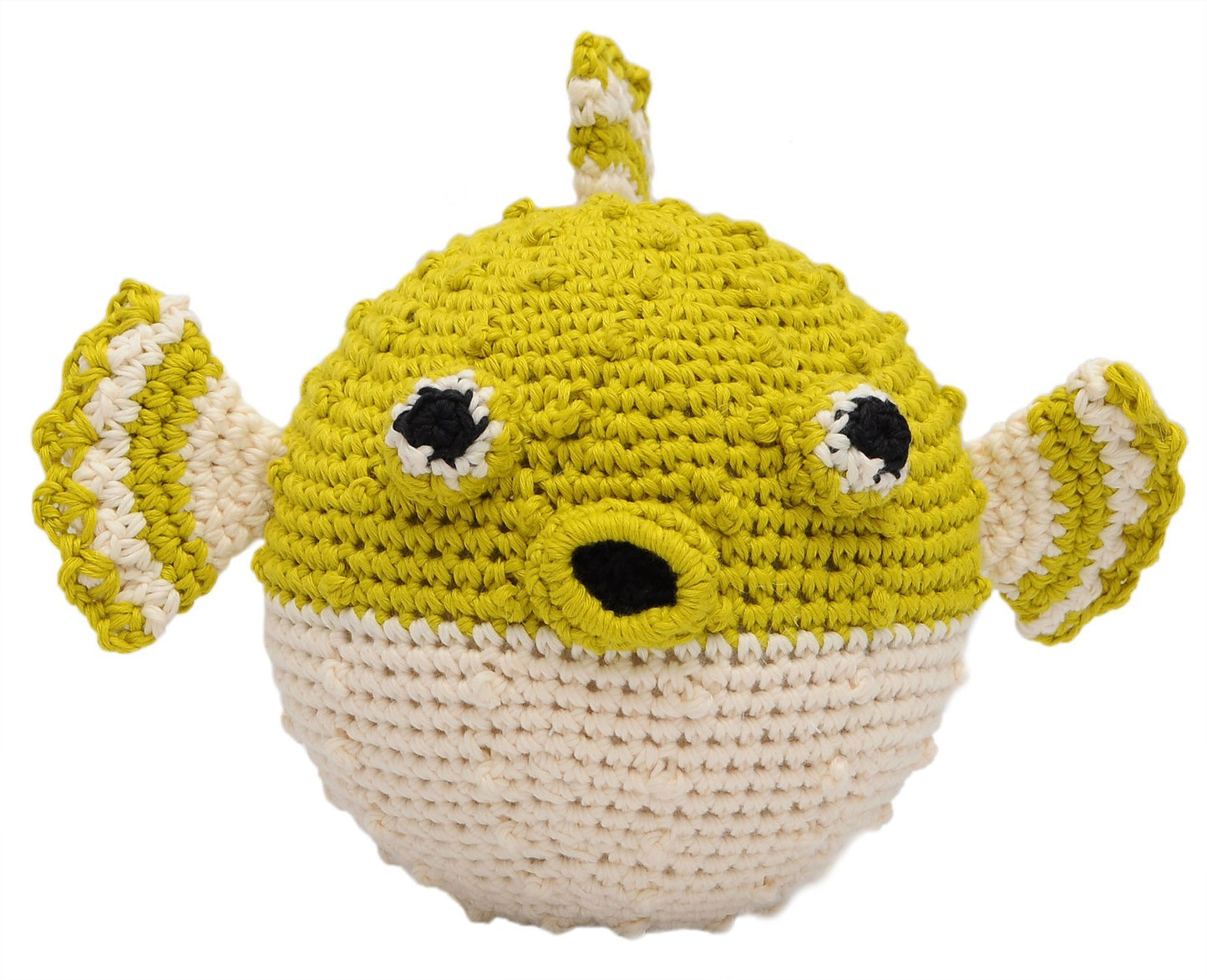 Yellow-Cream Blow Fish Handmade Amigurumi Stuffed Toy Knit Crochet Doll VAC