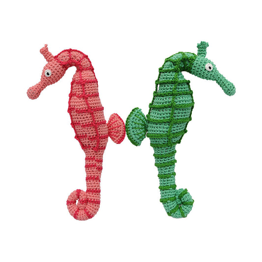 Green;Pink Sea Horse Handmade Amigurumi Stuffed Toy Knit Crochet Doll VAC
