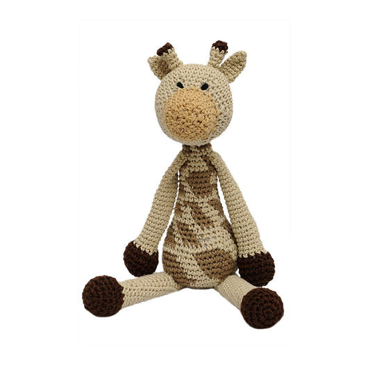 Cream-Brown Giraffe Handmade Amigurumi Stuffed Toy Knit Crochet Doll VAC