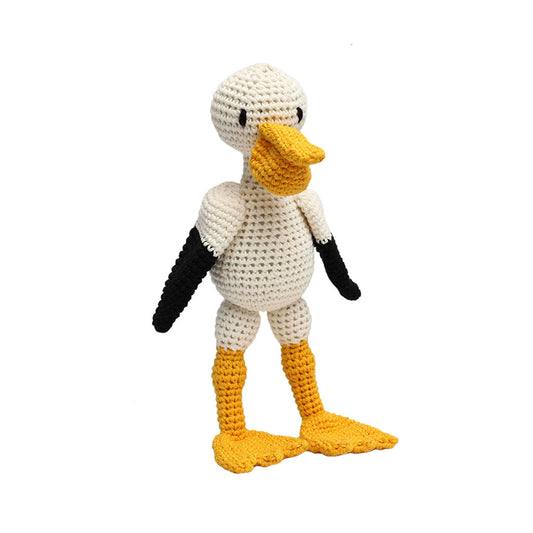 White-Yellow Pelican Handmade Amigurumi Stuffed Toy Knit Crochet Doll VAC