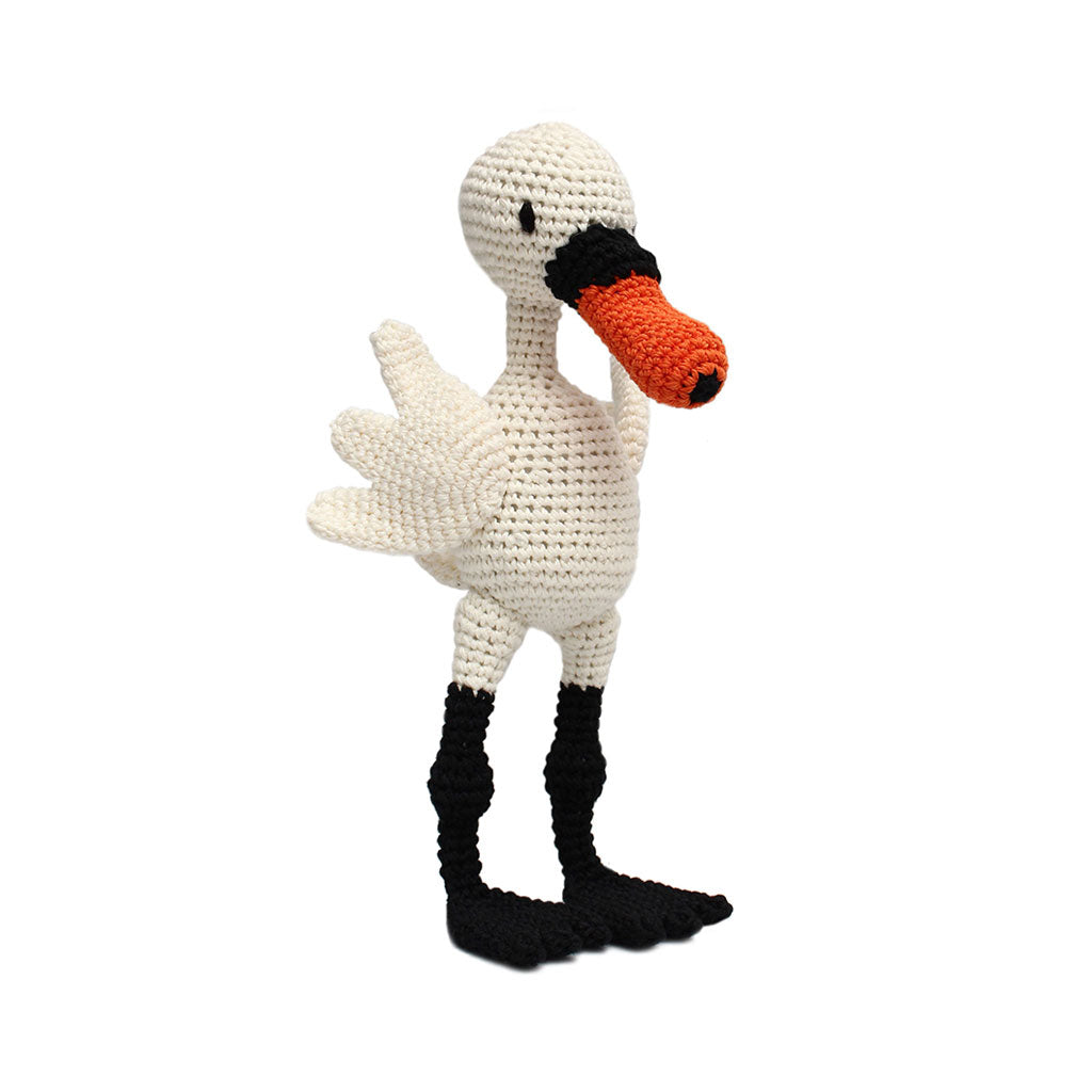 White-Black-Orange Swan Handmade Amigurumi Stuffed Toy Knit Crochet Doll VAC