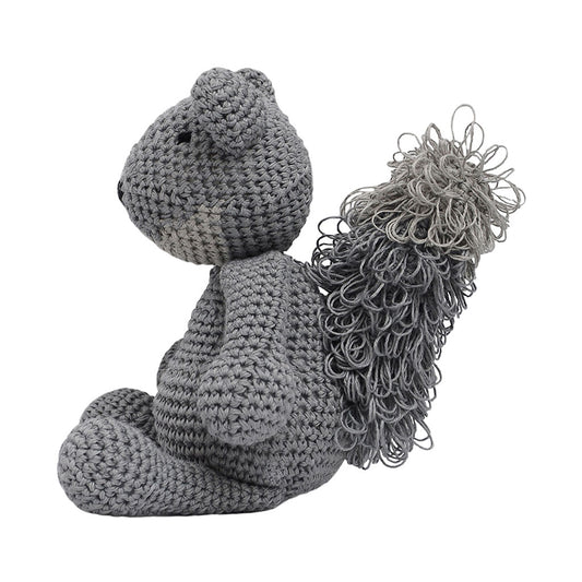 Grey Squirrel Handmade Amigurumi Stuffed Toy Knit Crochet Doll VAC