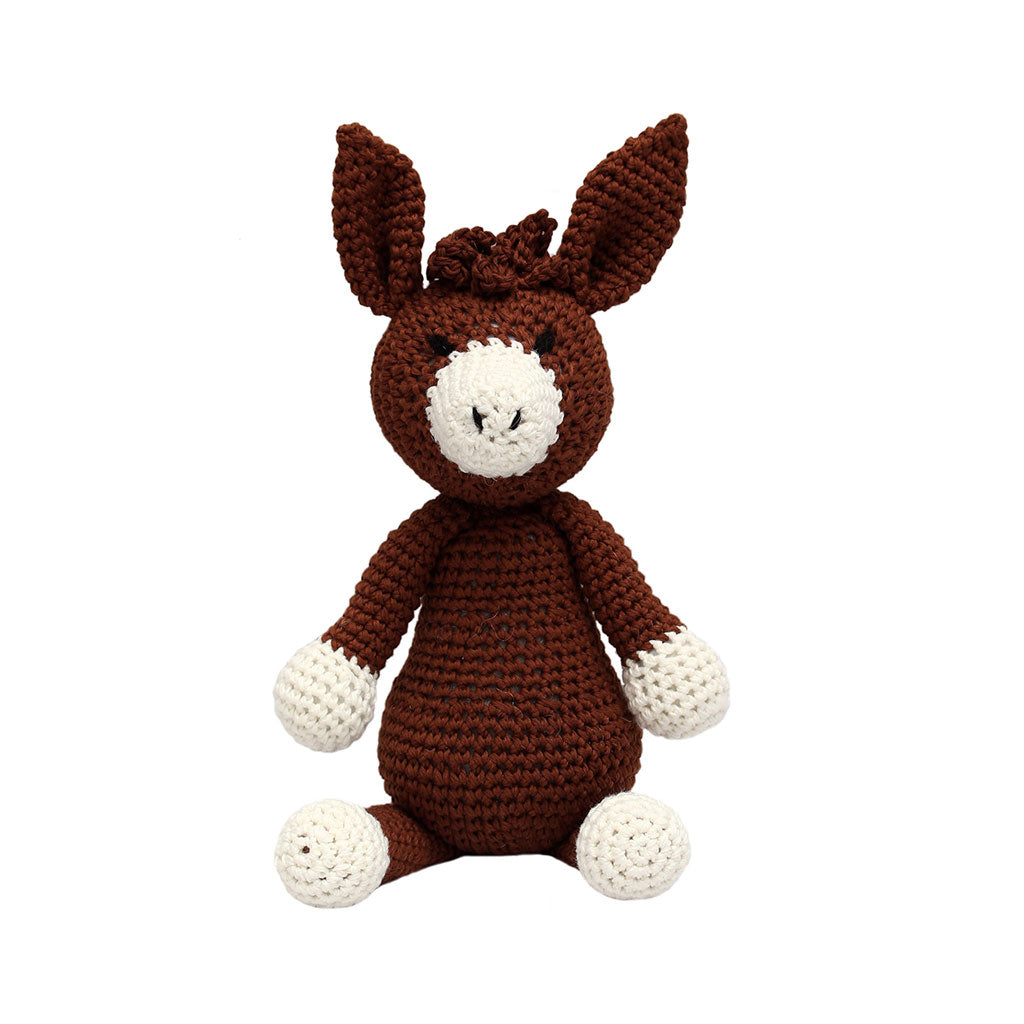 Dark brown Donkey Handmade Amigurumi Stuffed Toy Knit Crochet Doll VAC