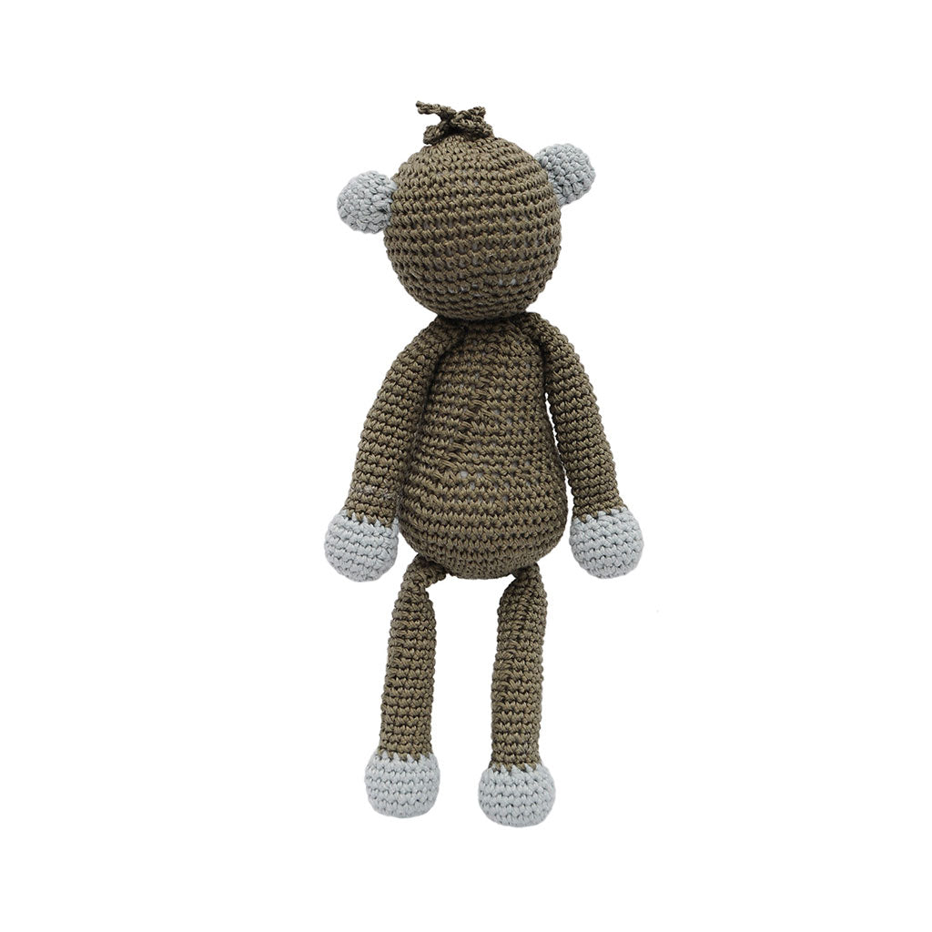 Beige-Green Funny Monkey Handmade Amigurumi Stuffed Toy Knit Crochet Doll VAC