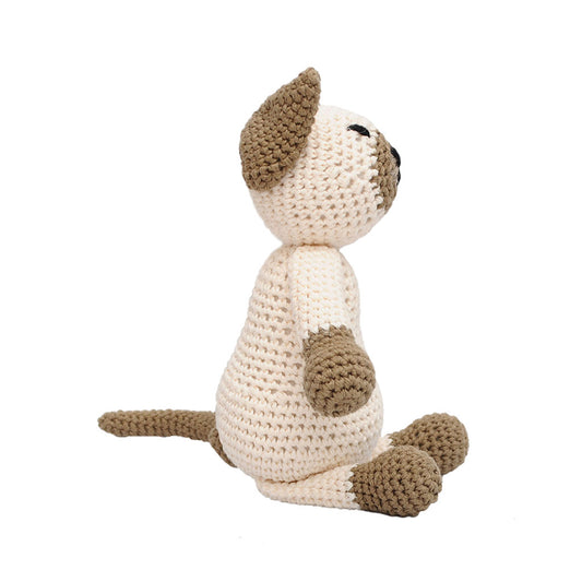 Cream-brown Wild Cat Handmade Amigurumi Stuffed Toy Knit Crochet Doll VAC