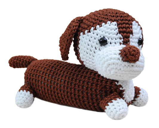 Blue;brown Dachshund dogs Handmade Amigurumi Stuffed Toy Knit Crochet Doll VAC