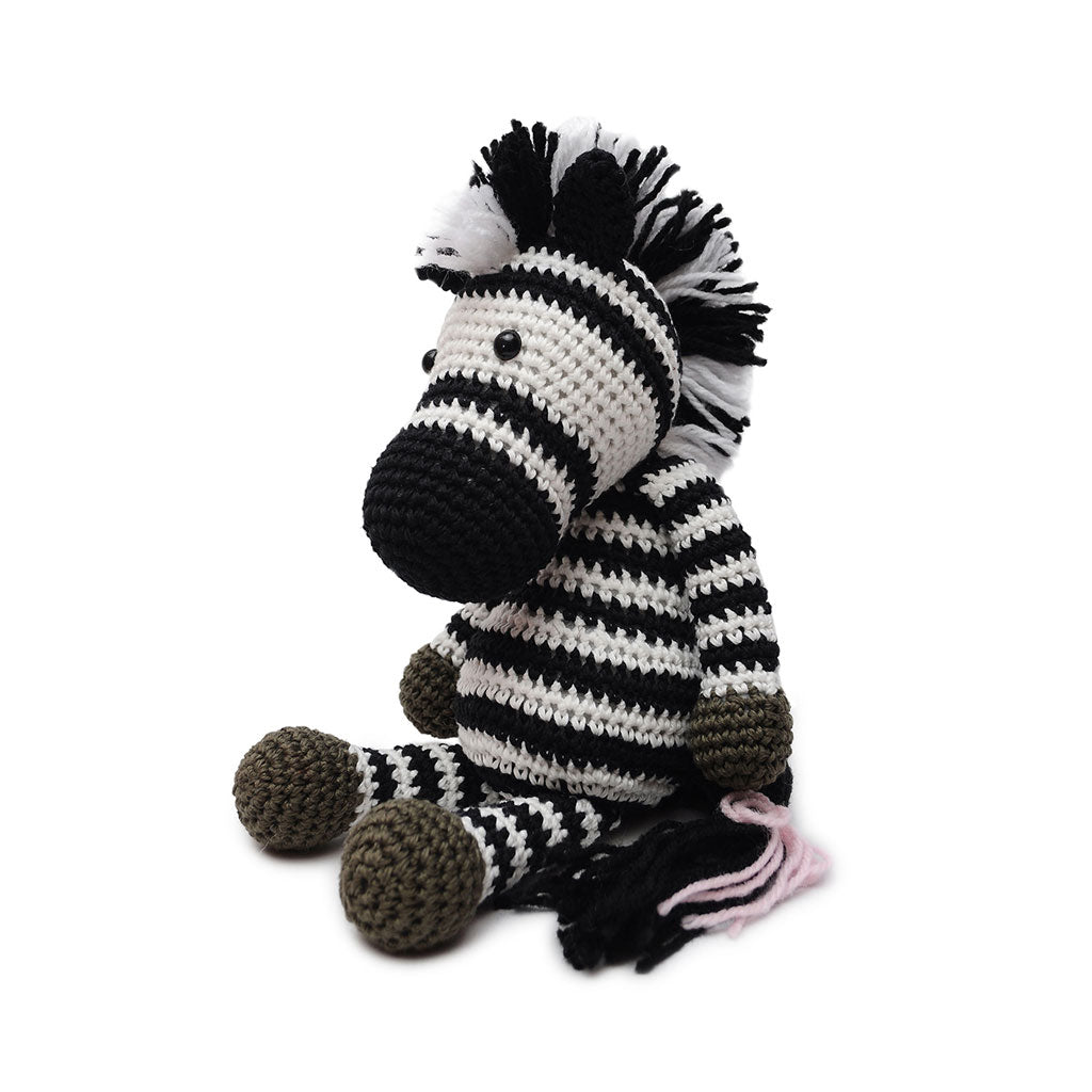 Black-White Zebra Handmade Amigurumi Stuffed Toy Knit Crochet Doll VAC