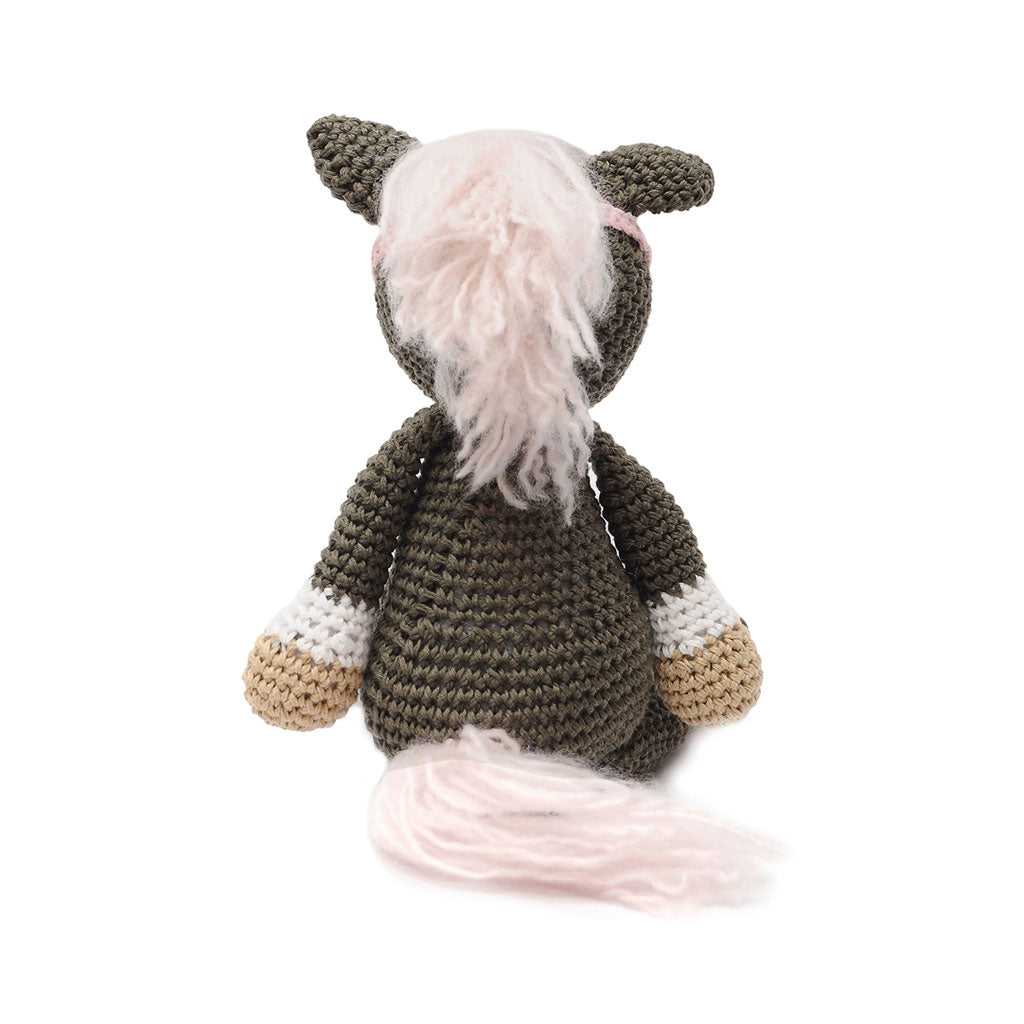 Brown-Grey Wild Horse Handmade Amigurumi Stuffed Toy Knit Crochet Doll VAC