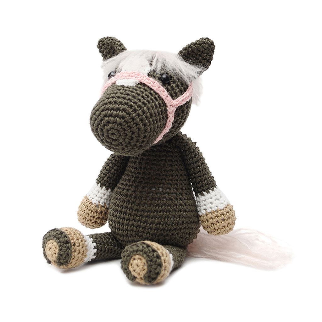 Brown-Grey Wild Horse Handmade Amigurumi Stuffed Toy Knit Crochet Doll VAC