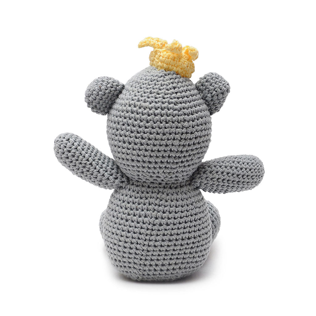 Gray Prince Bear Handmade Amigurumi Stuffed Toy Knit Crochet Doll VAC