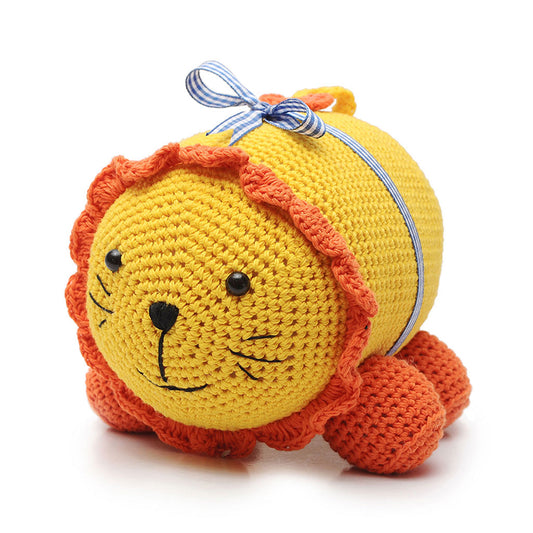 Yellow-Orange Lion Handmade Amigurumi Stuffed Toy Knit Crochet Doll VAC