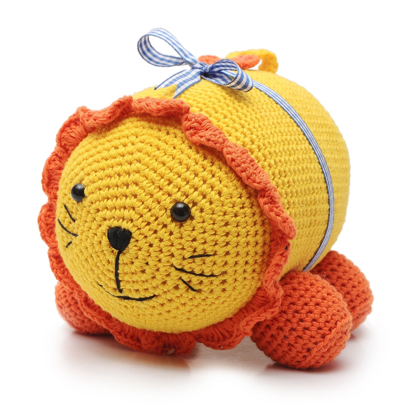 Yellow-Orange Lion Handmade Amigurumi Stuffed Toy Knit Crochet Doll VAC