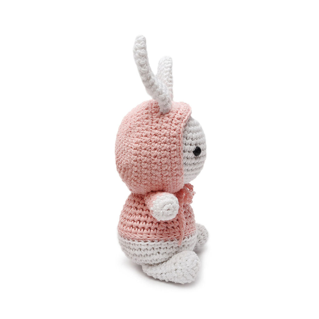 Pastel pink Rabbit Handmade Amigurumi Stuffed Toy Knit Crochet Doll VAC