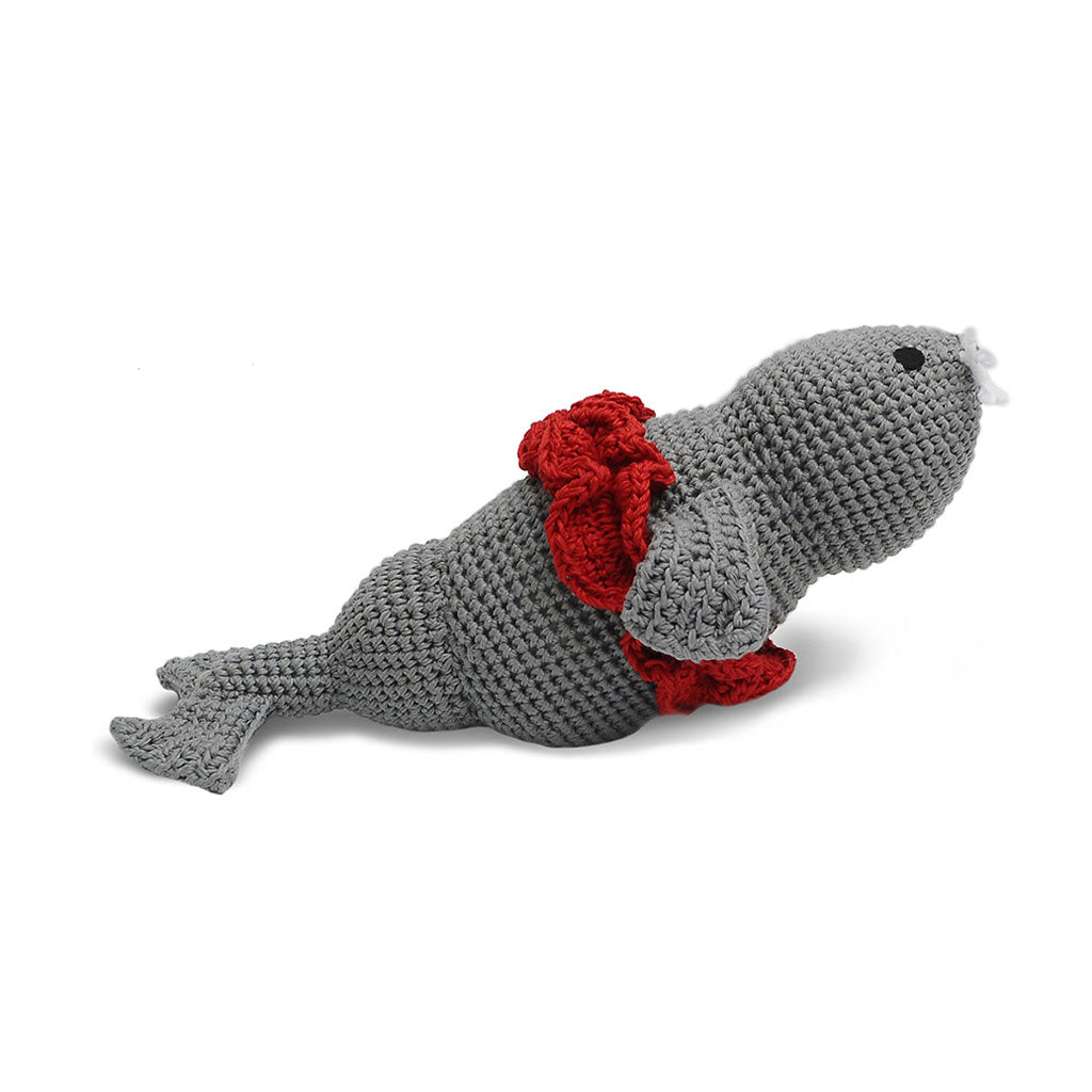 Grey-Red Seal Toy Handmade Amigurumi Stuffed Toy Knit Crochet Doll VAC