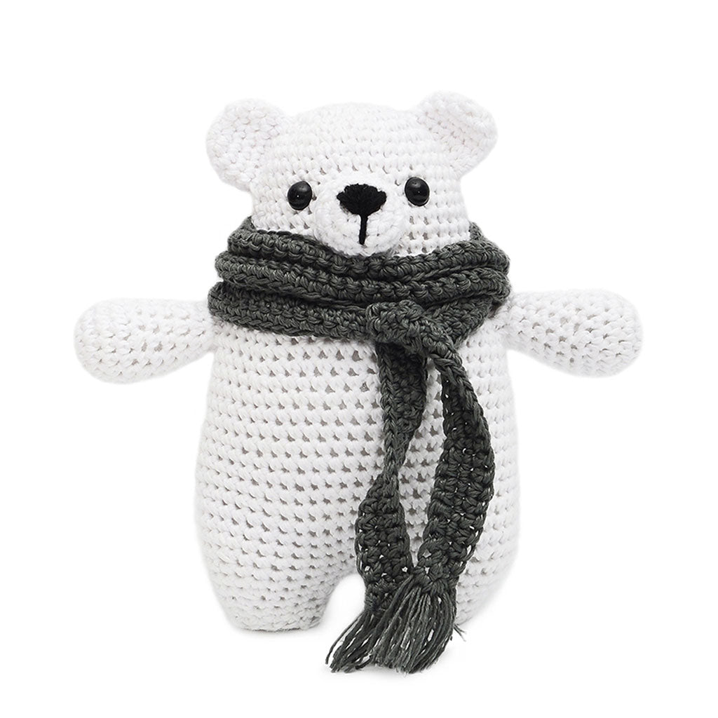 White-Grey Bear Handmade Amigurumi Stuffed Toy Knit Crochet Doll VAC