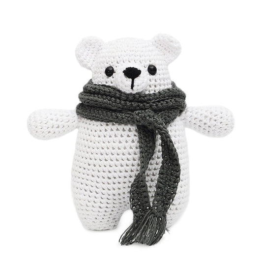 White-Grey Bear Handmade Amigurumi Stuffed Toy Knit Crochet Doll VAC