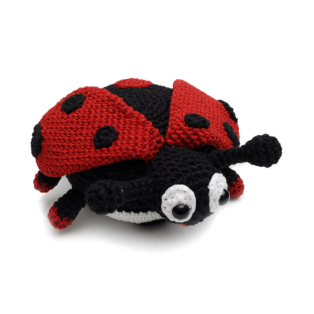 Black-Red Ladybug Handmade Amigurumi Stuffed Toy Knit Crochet Doll VAC