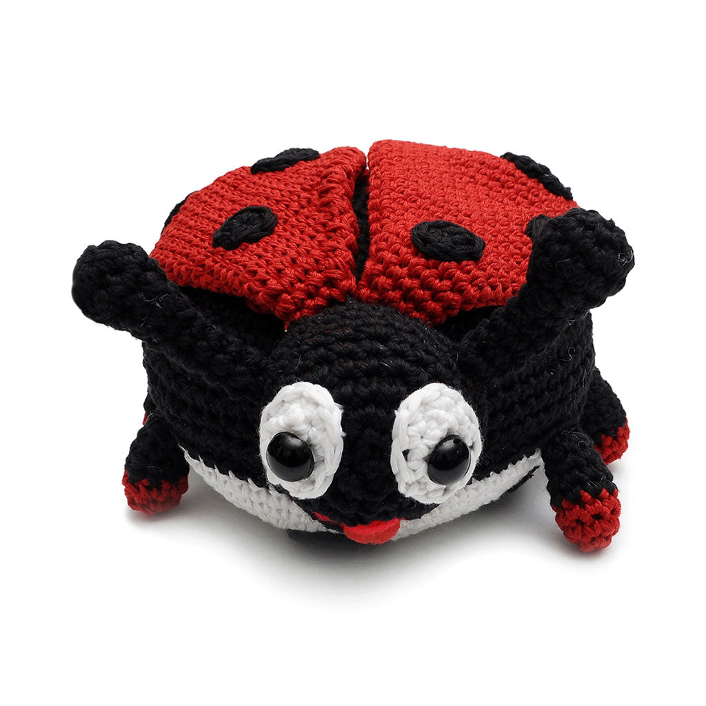 Black-Red Ladybug Handmade Amigurumi Stuffed Toy Knit Crochet Doll VAC