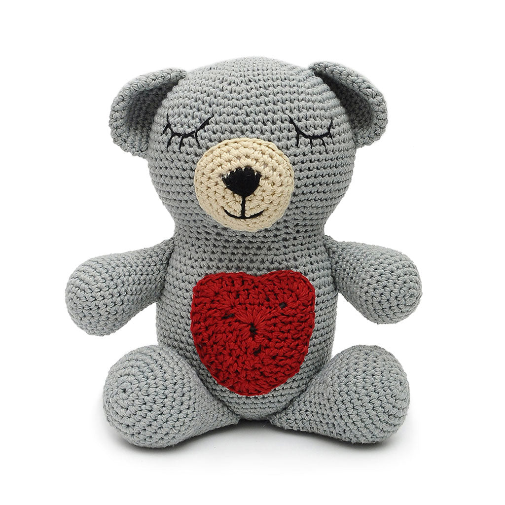 Grey Sleepy bear Handmade Amigurumi Stuffed Toy Knit Crochet Doll VAC
