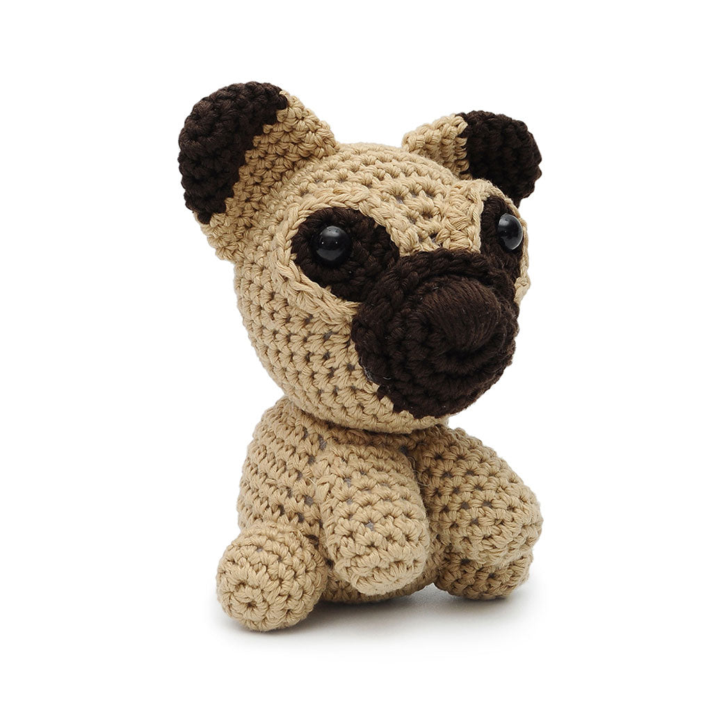 Cream-dark brown Dog Handmade Amigurumi Stuffed Toy Knit Crochet Doll VAC