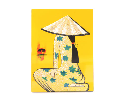 Vietnamese Handmade Lacquer Painting With Eggshell Inlay