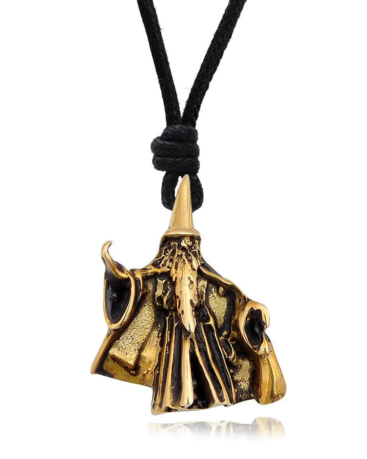 Wizard Merlin Gandalf Handmade Sterling Silver Gold Brass Necklace Pendant Jewelry