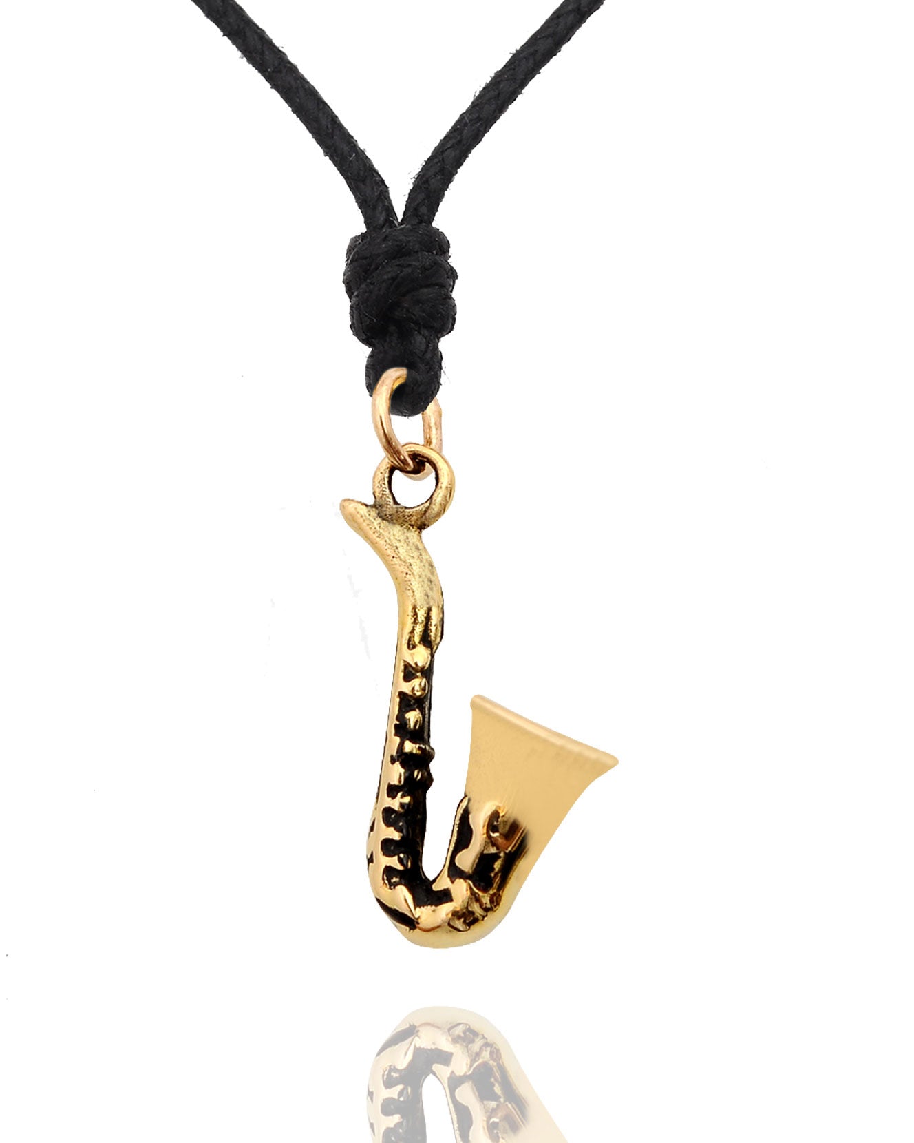 Saxophone Handmade 92.5 Sterling Silver Gold Brass Necklace Pendant Jewelry