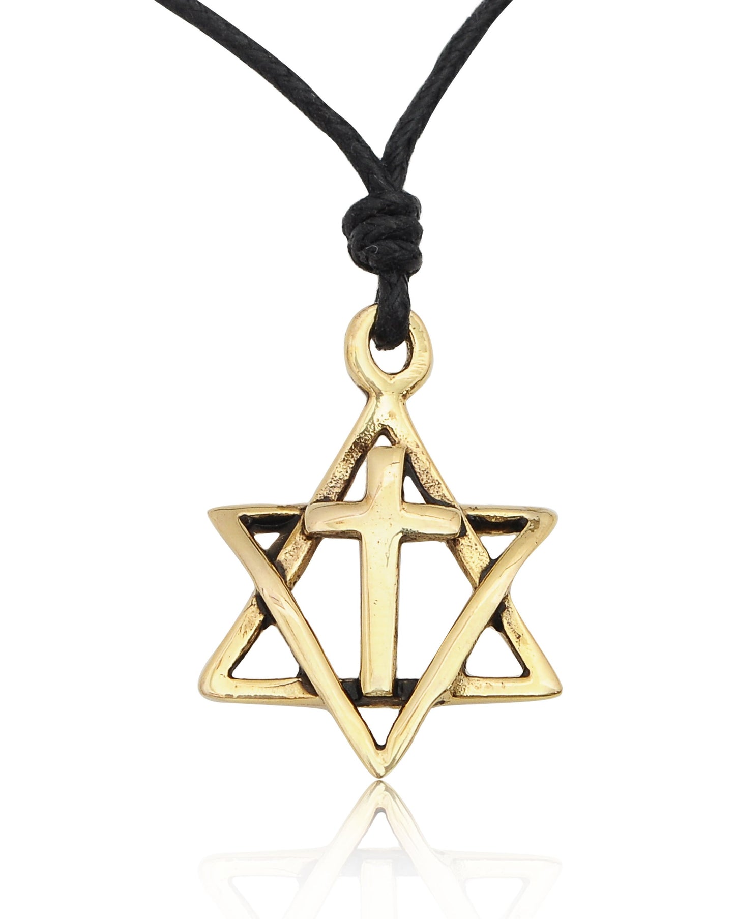 Jewish Jesus Star of David 92.5 Sterling Silver Brass Necklace Pendant Jewelry