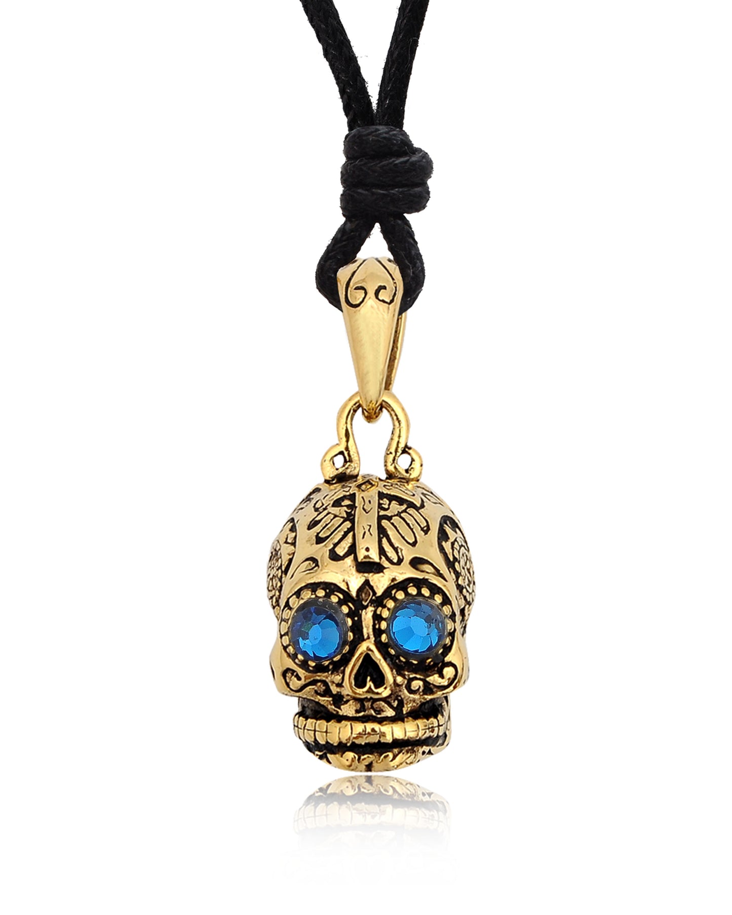 New Mexican Skull Cross Jesus Handmade Brass Necklace Pendant Jewelry