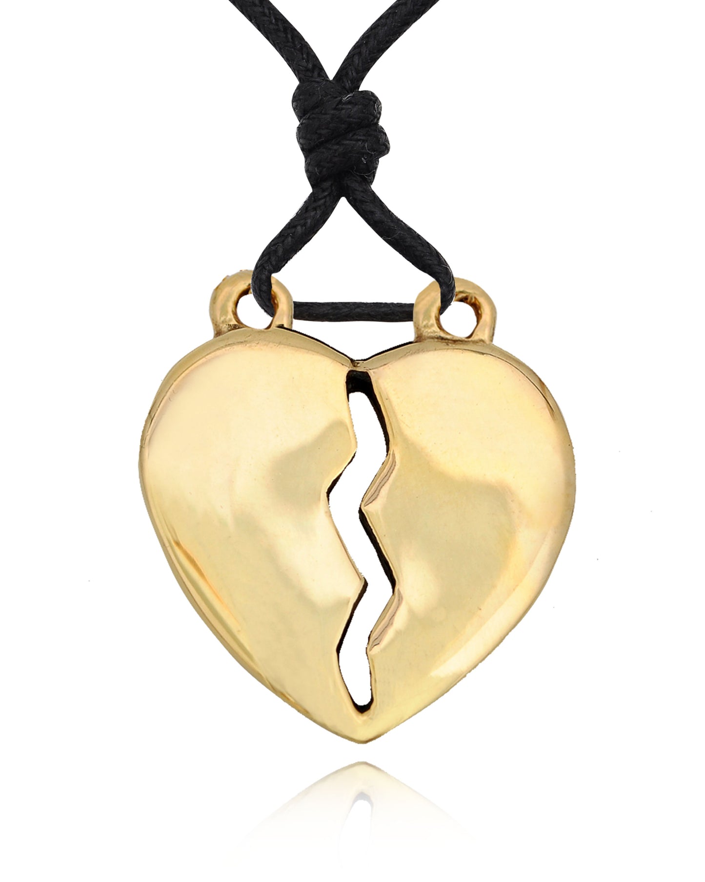 Love Heart Handmade Gold Brass Necklace Pendant Jewelry