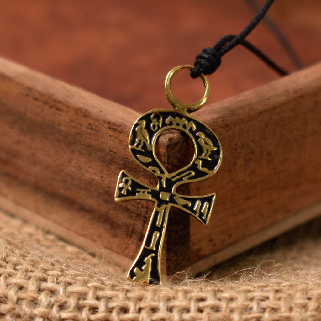 Egyptian Key Silver Gold Brass Charm Necklace Pendant Jewelry