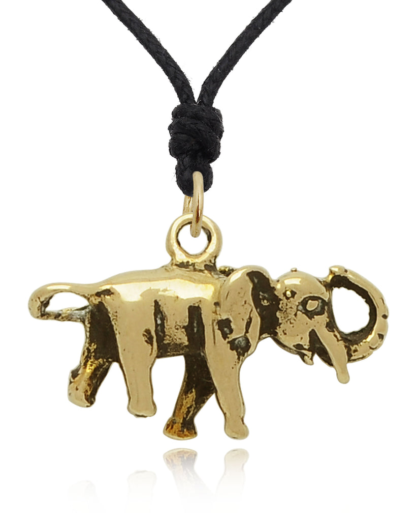 Walking Elephant 92.5 Sterling Silver Gold Brass  Necklace Pendant Jewelry