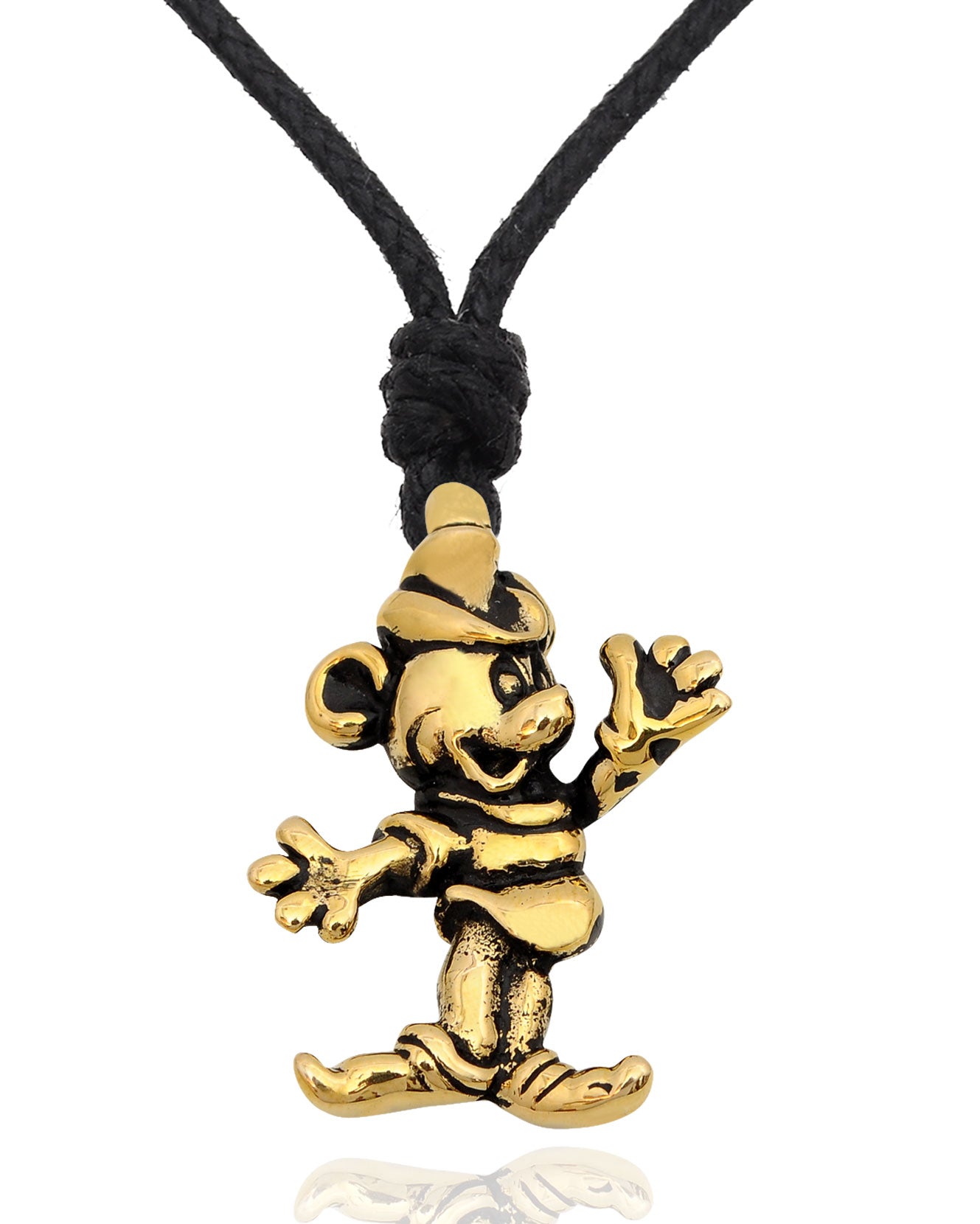 Mickey Mouse Handmade Gold Brass Necklace Pendant Jewelry