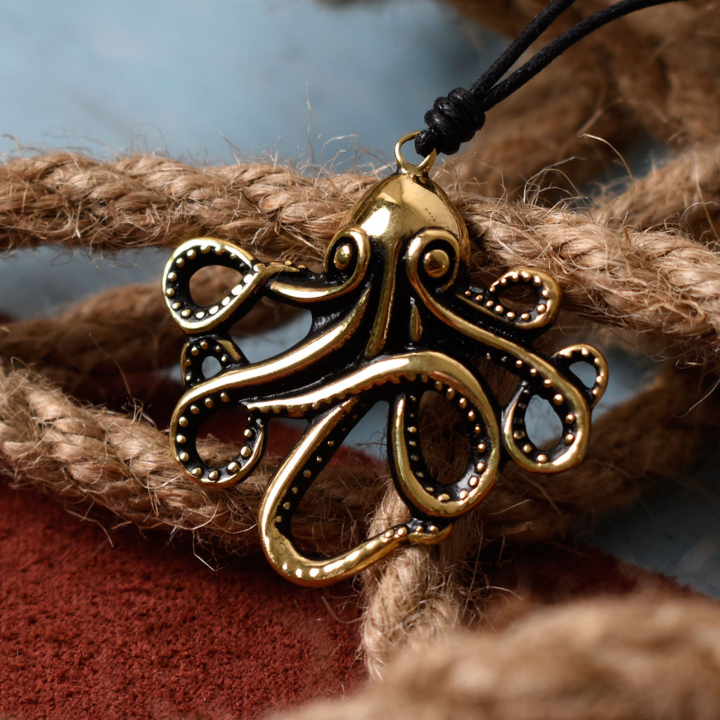 Octopus Handmade Silver Pewter Gold Brass Necklace Pendant Jewelry