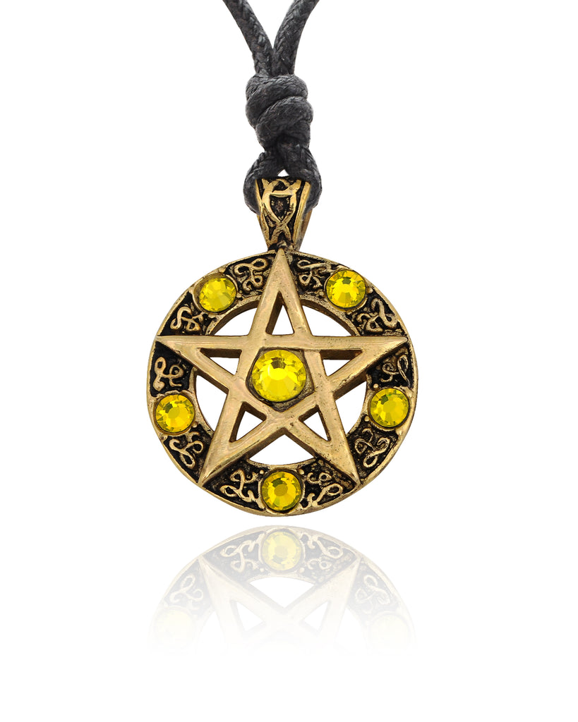Color Pentagram Silver Pewter Gold Brass Charm Necklace Pendant Jewelry