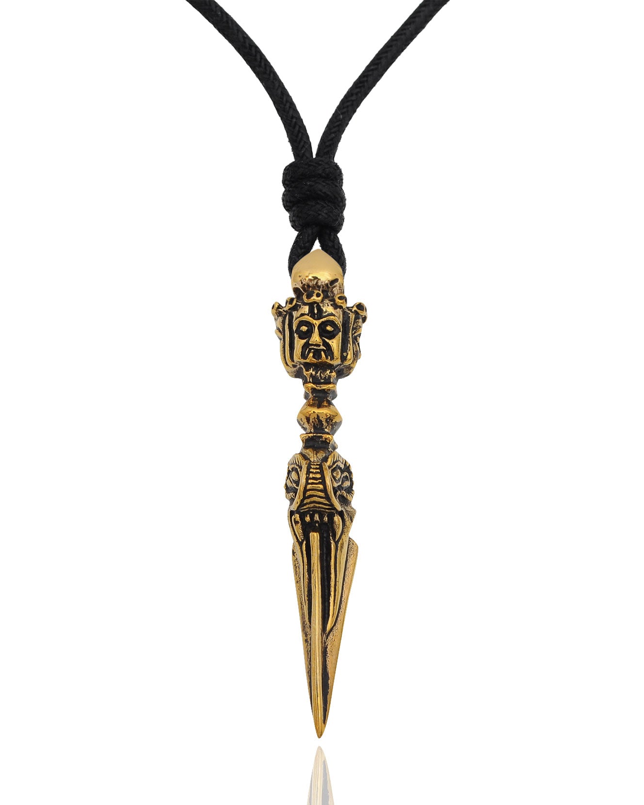 Tibetan Dagger Handmade Brass Necklace Pendant Jewelry With Cotton Cord