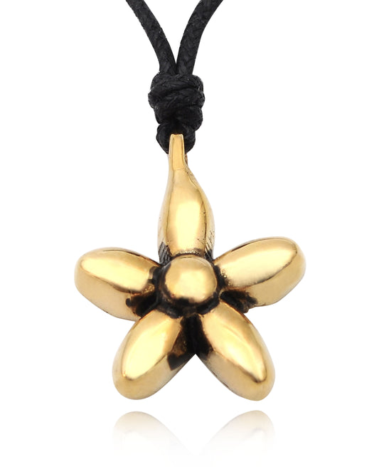 Beautiful Flower Handmade Gold Brass Charm Necklace Pendant Jewelry