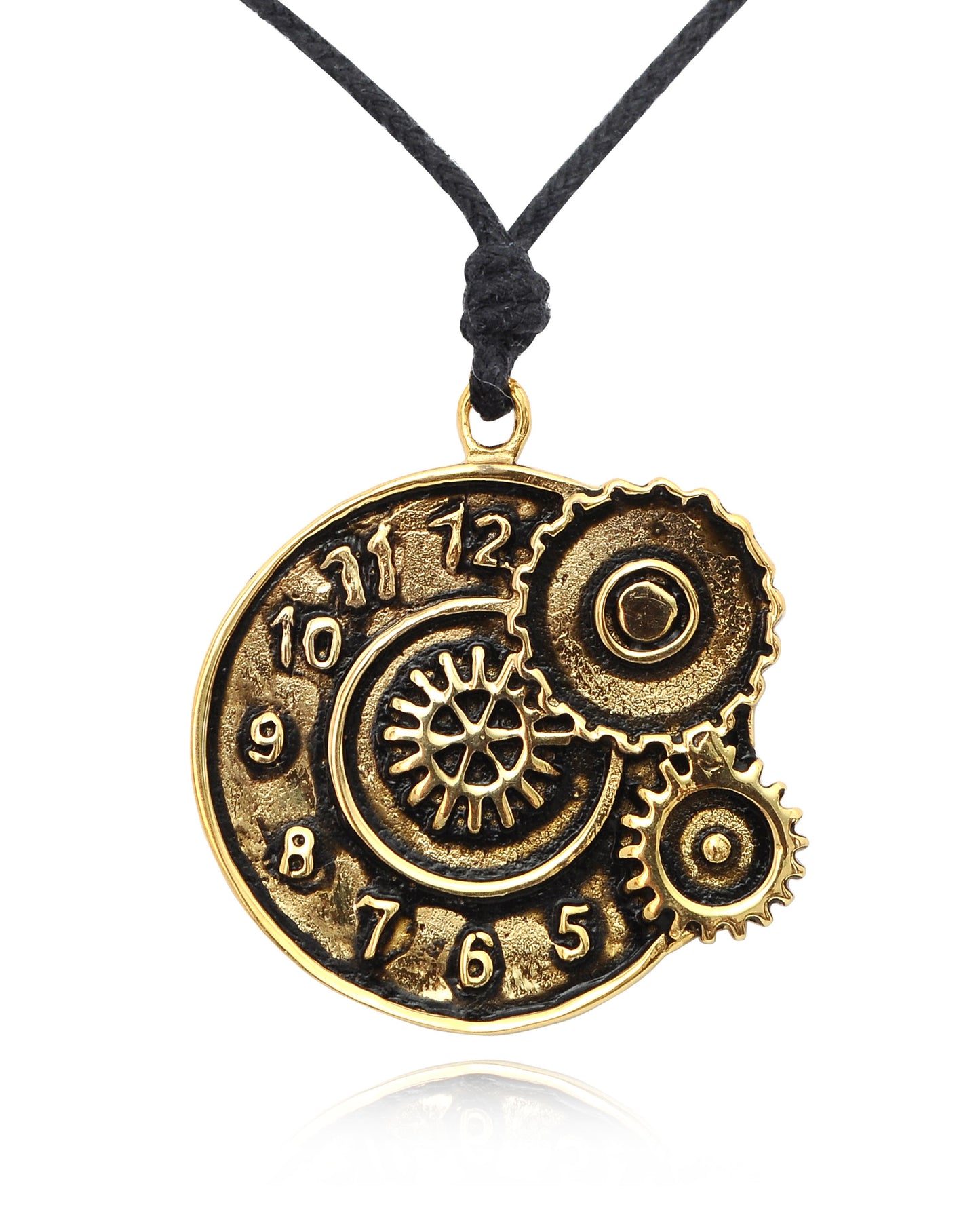 Steam Punk Clock Gear Handmade Brass Necklace Pendant Jewelry
