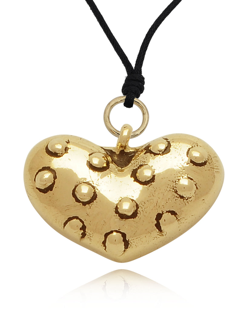 Spotted Heart Handmade Brass Necklace Pendant Jewelry