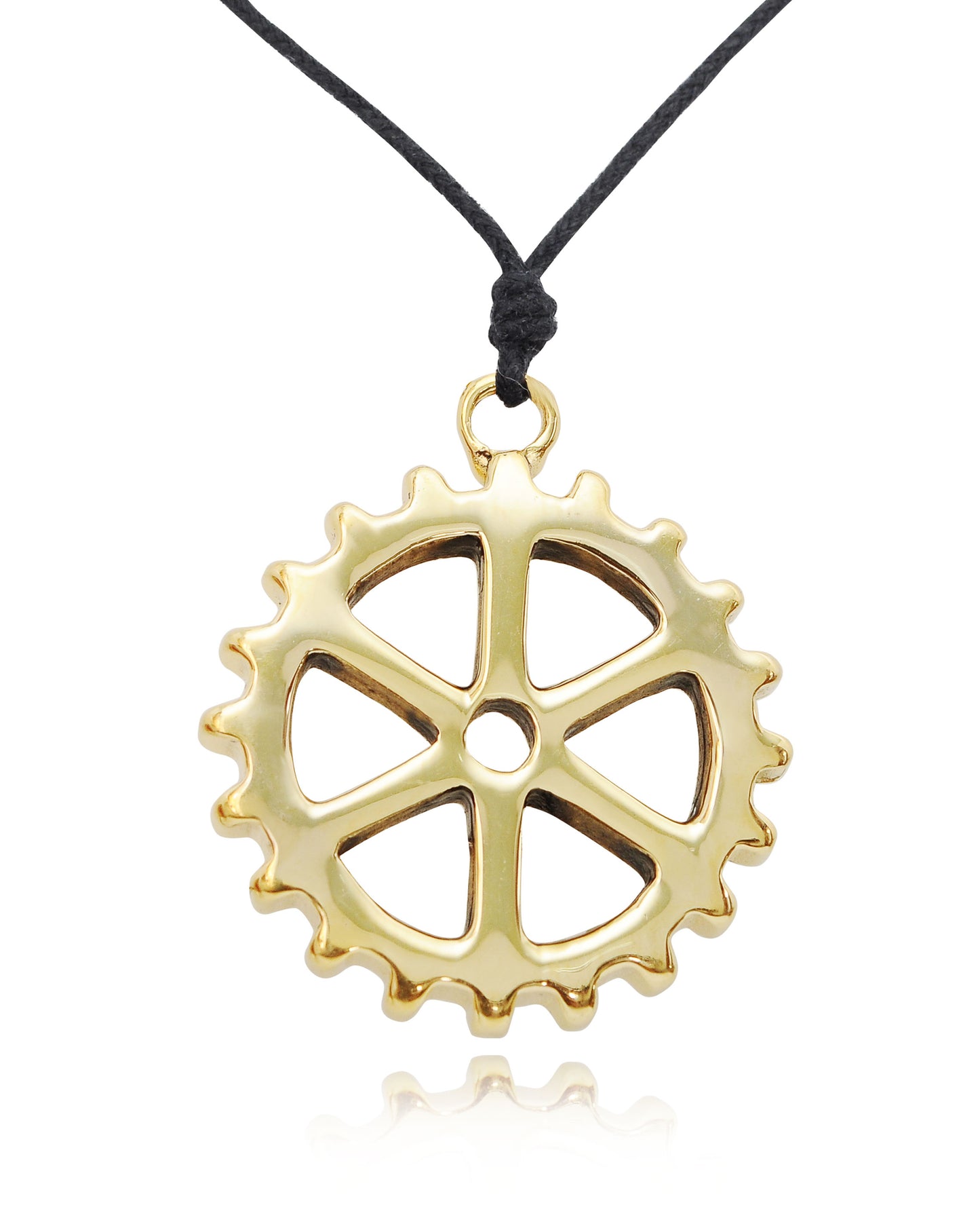 Gear Machine Gold Brass Charm  Necklace Pendant Jewelry