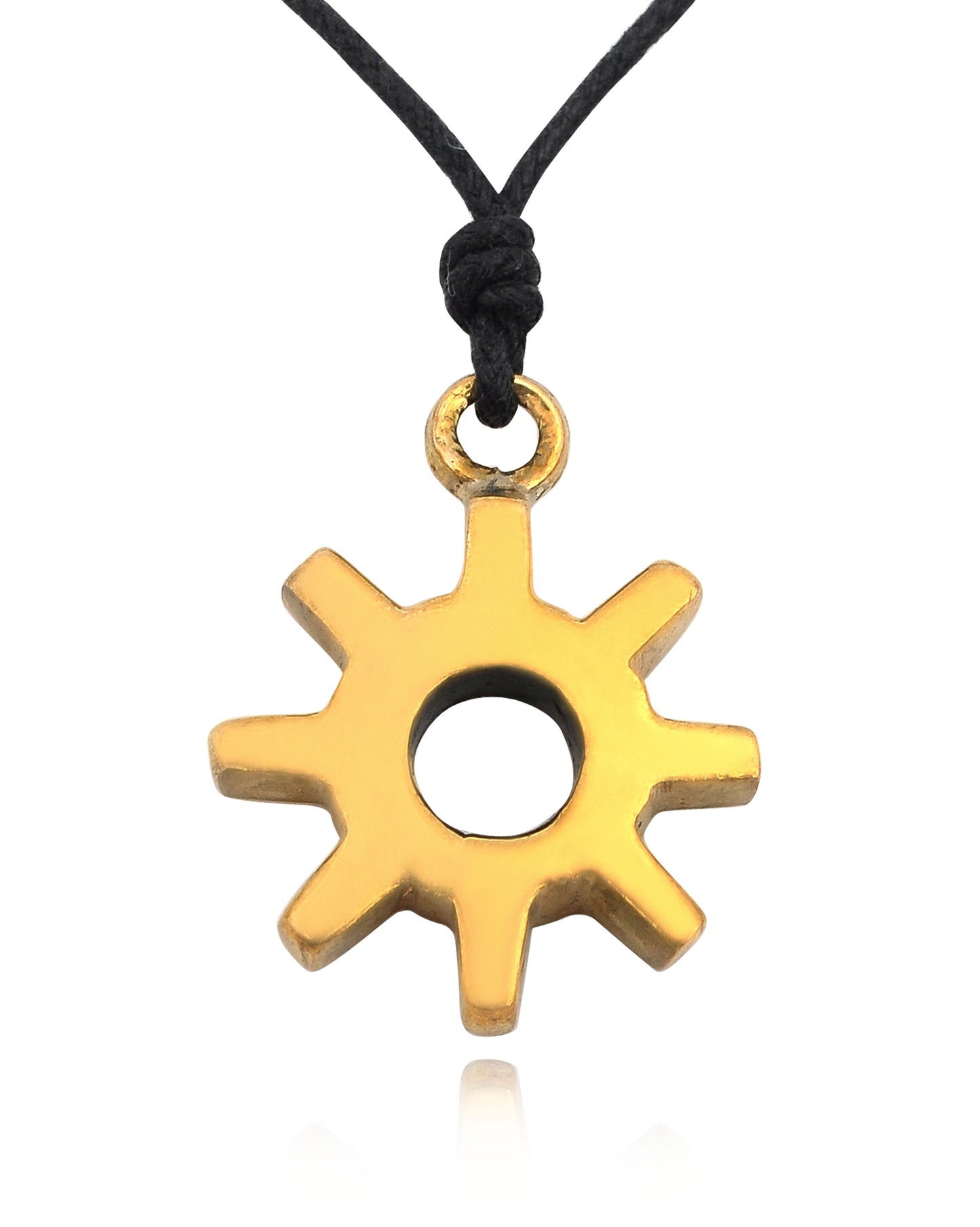Gear Machine Gold Brass Charm  Necklace Pendant Jewelry