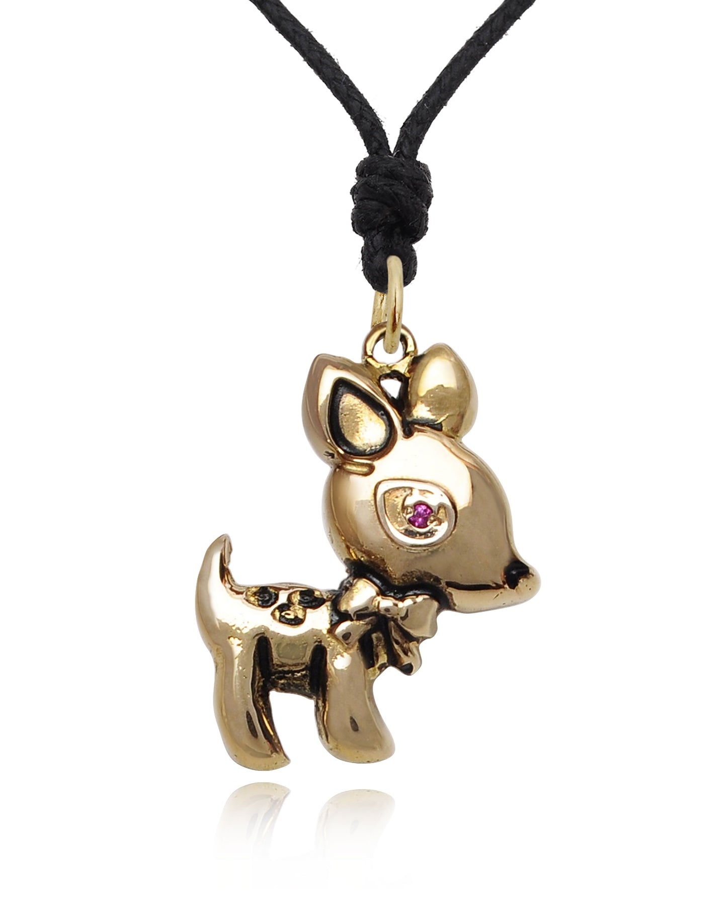 Fawn Baby Deer Gold Brass Charm Necklace Pendant Jewelry